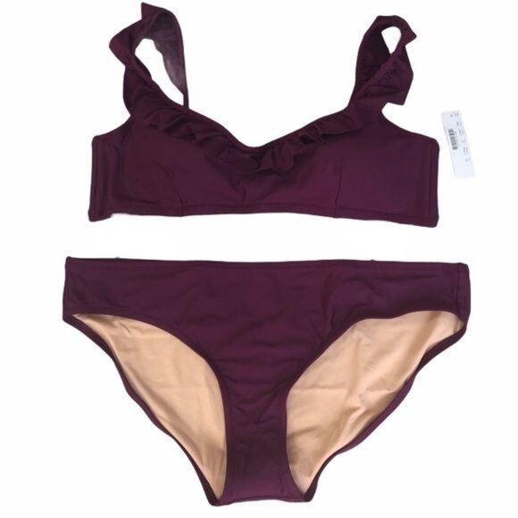 J. Crew Ruffle Surf Hipster Bikini in Iris Size XL NWT - Picture 4 of 6